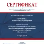 Сертификат 9 - Шипилова Анастасия Владимировна
