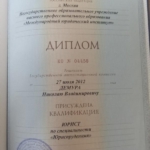 Диплом - Демура Николай Владимирович