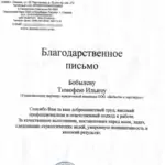 Благодарность 6 - Бобылев Тимофей Ильич