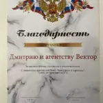 Благодарность - Тимофеев Дмитрий Игоревич