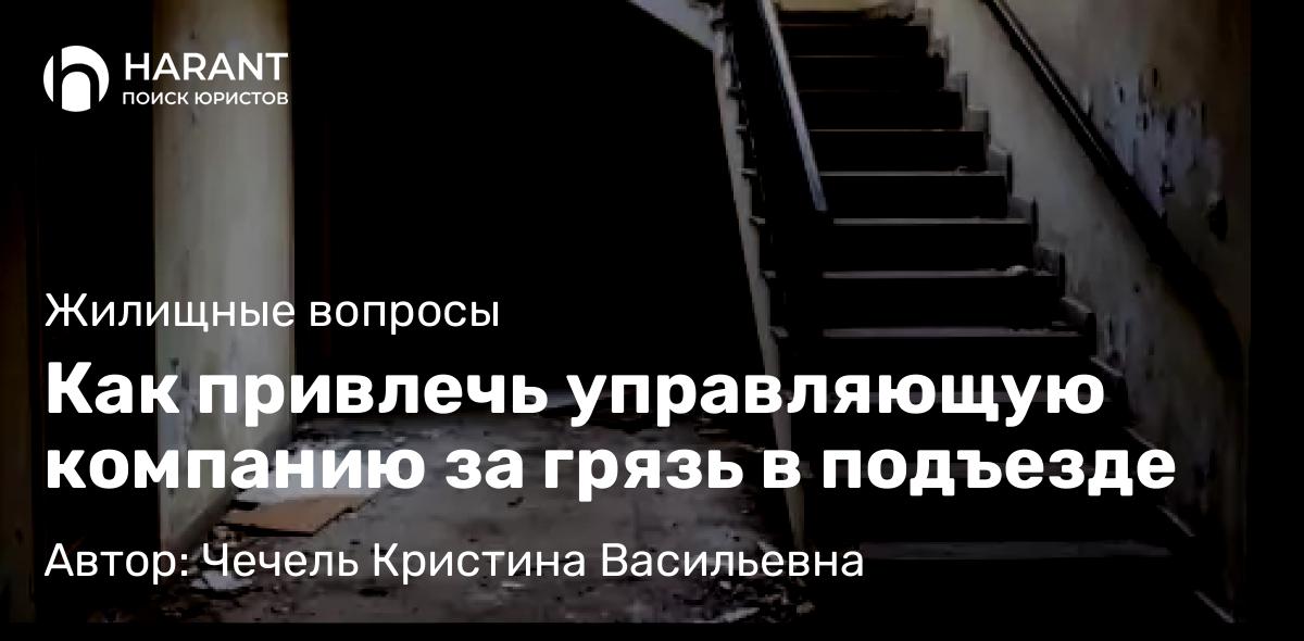 Юрист Чечель Кристина Васильевна объясняет: Как привлечь управляющую компанию за грязь в подъезде