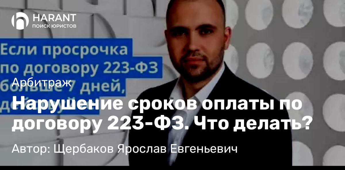 Юрист Щербаков Ярослав Евгеньевич объясняет: Нарушение сроков оплаты по договору 223-ФЗ. Что делать?