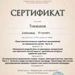 Сертификат - Токмаков Александр Игоревич