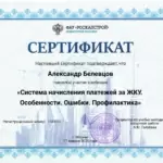 Сертификат РосКапСтрой - Платежи ЖКУ - Белевцов Александр Михайлович