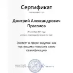 Сертификат - Прасолов Дмитрий Александрович