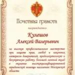 Грамота - Кулешов Алексей Валерьевич