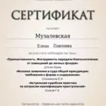 Сертификат 13 - Музалевская Елена Павловна
