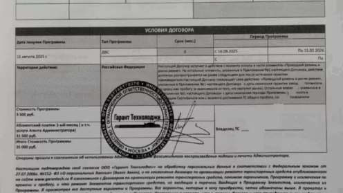 Возврат договора абонентского обслуживания от ООО “Гарант Технолоджи”