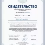 Свидетельство - Шишко Илья Игоревич