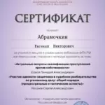 Сертификат - Абрамочкин Евгений Викторович