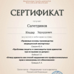 Сертификат - Сагетдинов Ильдар Эдуардович