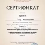 Сертификат версии уголовной защиты - Тунник Егор Владимирович