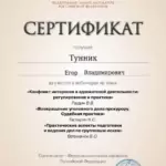Сертификат семейный споры - Тунник Егор Владимирович