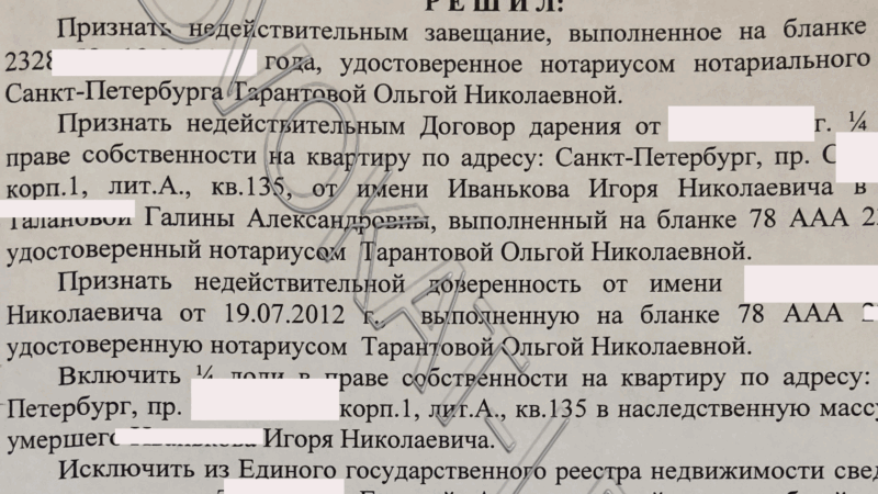 Юрист Чайковский Александр Васильевич объясняет: Выиграл дело по наследству (оспаривание завещания) во Фрунзенском районном суде Санкт-Петербурга