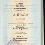 Диплом представителя - Субарева Елена Сергеевна