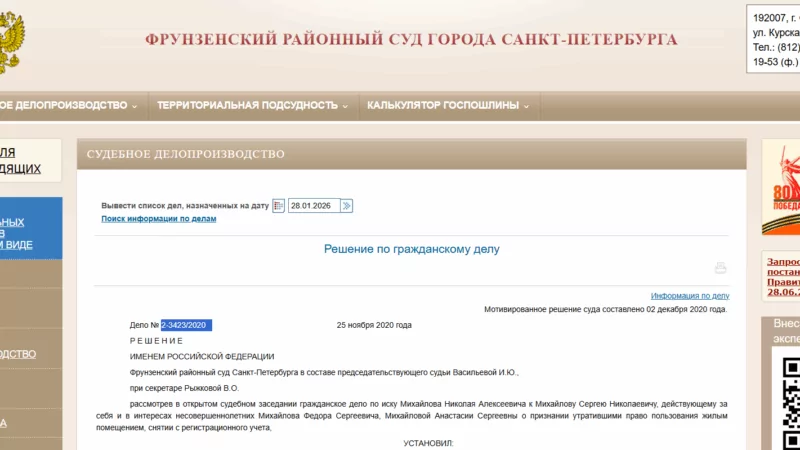 Юрист Чайковский Александр Васильевич объясняет: Успешный кейс из практики Фрунзенского районного суда СПб о признании утратившими право пользования