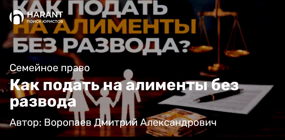 Юрист Воропаев Дмитрий Александрович объясняет: Как подать на алименты без развода