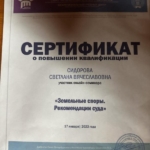 Сертификат - Сидорова Светлана Вячеславовна