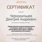 Сертификат - Чернокальцев Дмитрий Андреевич