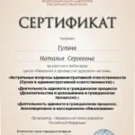 Сертификат 4 - Гулина Наталья Сергеевна
