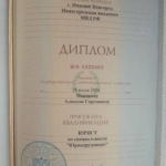 Диплом: Нижегородская академия Министерства внутренних дел Российской Федерации, 2004 — Новиков А.С.