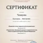 Сертификат - Чахирова Екатерина Викторовна