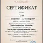 Сертификат - Гусев Владимир Александрович