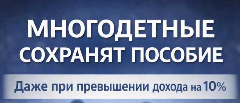 Юрист Гарин Никита Вадимович объясняет: Многодетные семьи сохранят право на единое пособие при незначительном превышении дохода