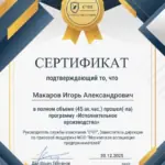 Сертификат ИП - Макаров Игорь Александрович