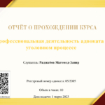 Профессиональная_деятельность_адвоката_в_уголовном_процессе-Отчет_о_прохождении_курса_10551 - Раджабов Магомед Запир Курбанович