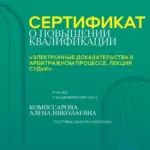 Сертификат - Комиссарова Алена Николаевна