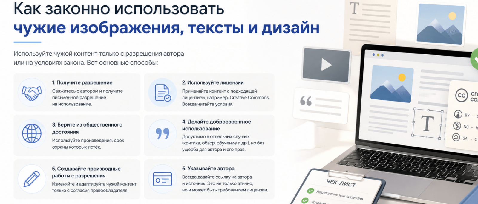 Юрист Клеблеева Найля Равильевна объясняет: Как законно использовать чужие изображения, тексты и дизайн