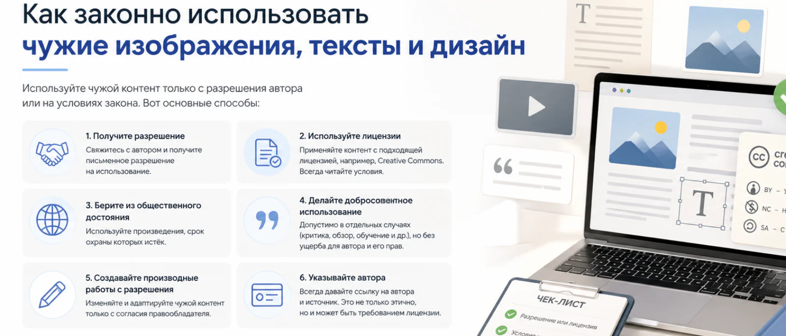 Юрист Клеблеева Найля Равильевна объясняет: Как законно использовать чужие изображения, тексты и дизайн