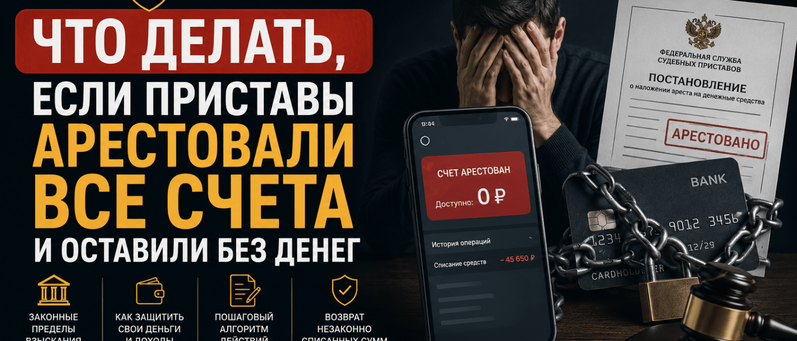 Адвокат Горбанева Мария Геннадьевна объясняет: Что делать, если приставы арестовали все счета и оставили без денег