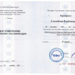Сертификат - Куницкая Елизавета Владимировна