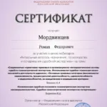 Сертификат от 15 апреля 2026 г. 6 часов - Мордвинцев Роман Федорович