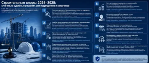 Строительные споры 2024–2025: ключевые судебные решения для подрядчиков и заказчиков