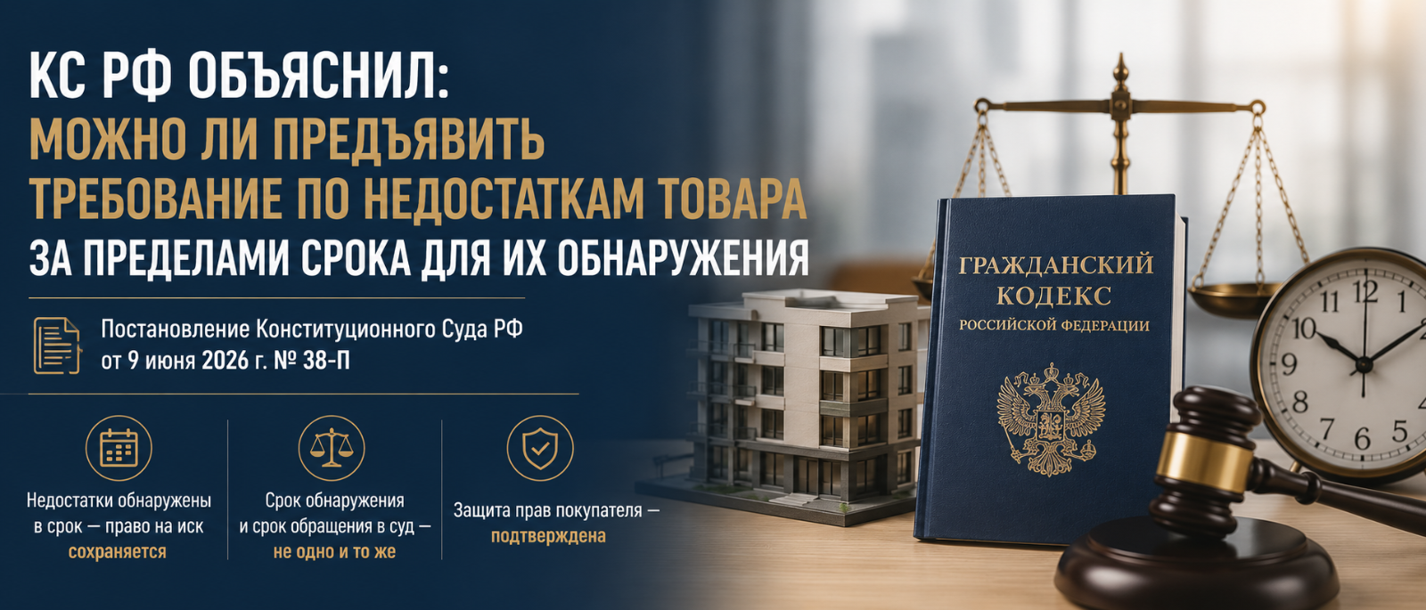 Юрист Воропаев Дмитрий Александрович объясняет: Конституционный Суд защитил покупателей: пропуск двух лет больше не всегда лишает права на иск