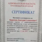 Сертификат - Береснев Дмитрий Алексеевич