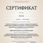 Сертификат - Князев Алексей Анатольевич
