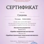 Сертификат - Сундеева Татьяна Алексеевна