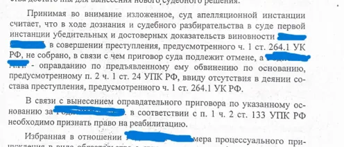 Вынесен оправдательный приговор по ч. 1 ст. 264.1 УК РФ Пензенским обл судом