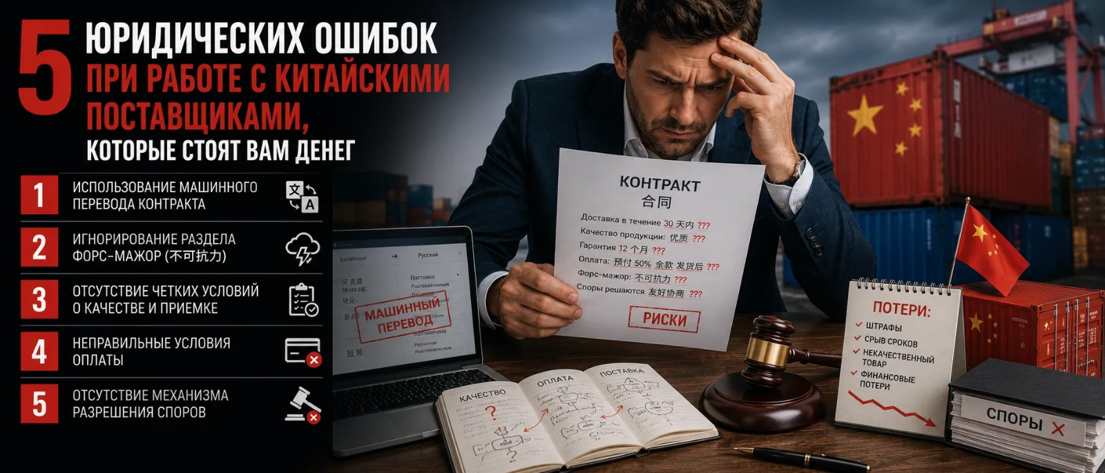 Юрист Золотаревский Дмитрий Андреевич объясняет: 5 юридических ошибок в контрактах с Китаем, которые стоят вам денег