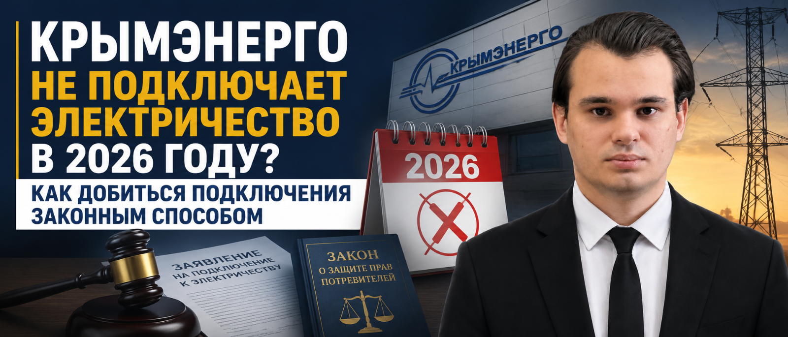 Юрист Кутруев Олег Александрович объясняет: Крымэнерго не подключает электричество в 2026 году? Как добиться подключения законным способом