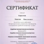Сертификат - Кириллов Максим Николаевич