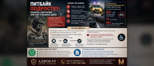 Питбайк подростку: подарок, нарушение или уголовное дело