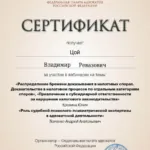 Сертификат - Цой Владимир Ревазович
