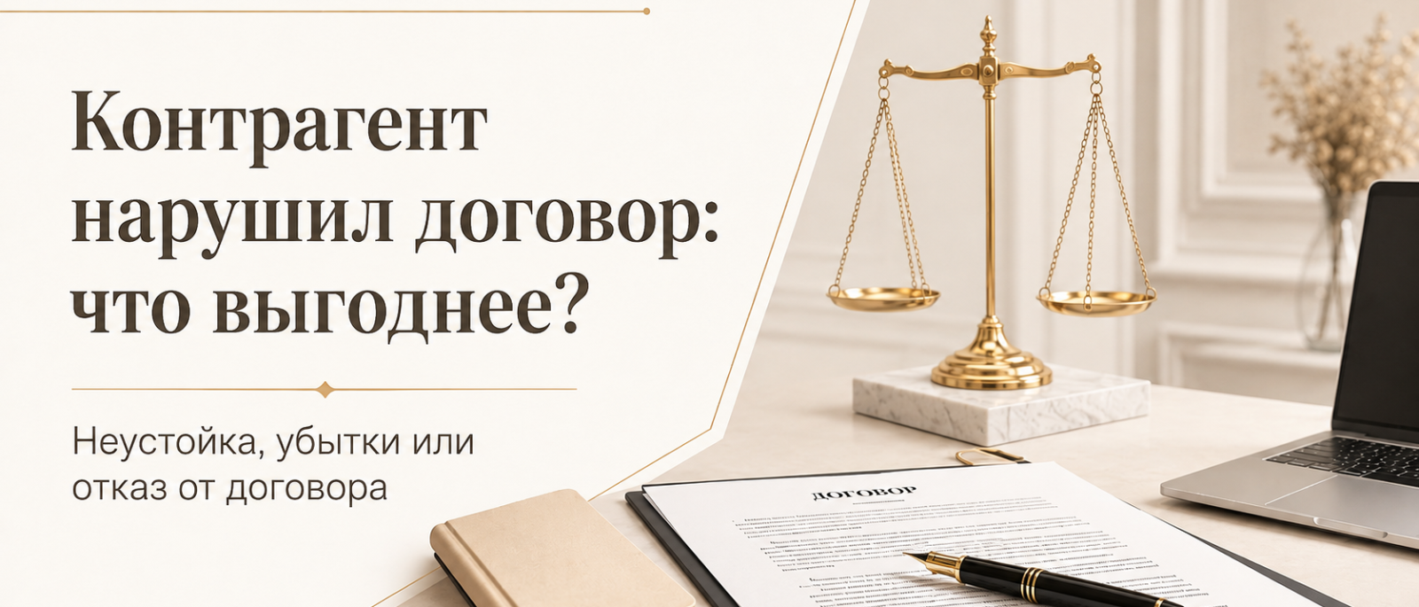 Юрист Кудряшова Милана Александровна объясняет: Контрагент нарушил договор: что выгоднее — взыскать неустойку, убытки или отказаться от договора