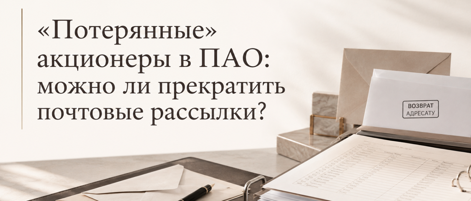 Юрист Кудряшова Милана Александровна объясняет: «Потерянные» акционеры в ПАО: можно ли прекратить почтовые рассылки и исключить их из реестра