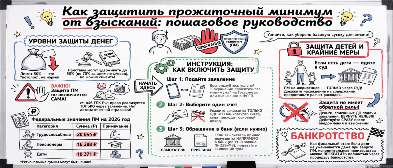 Юрист Арзуманов Армен Валерьевич объясняет: «После удержаний оставалось 23 500 ₽ на троих». История о том, как включить защиту прожиточного мин